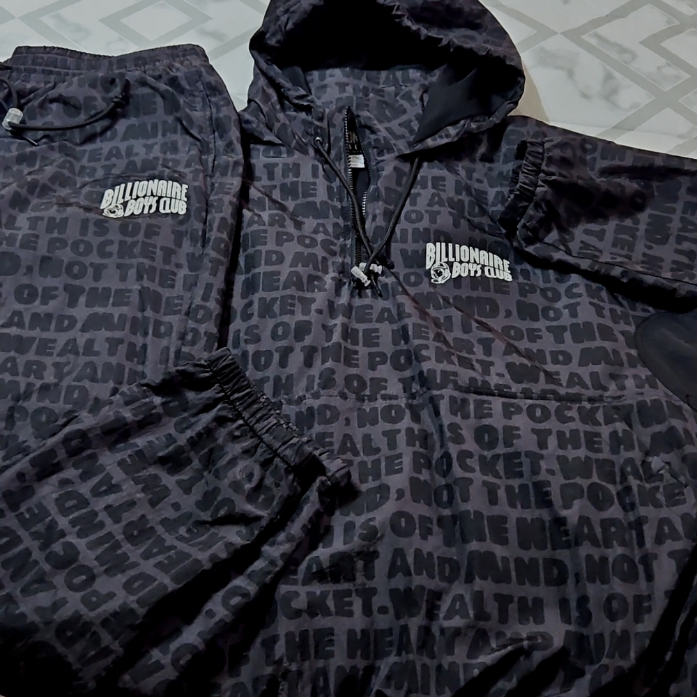 BILLIONAIRE BOYS CLUB Mens XXL Hooded 3 quarter Zip Jacket & Pants LIKE NEW